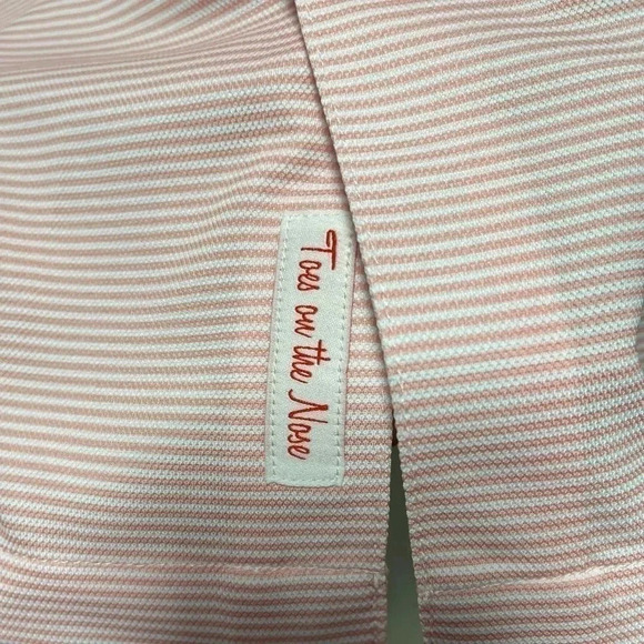 Toes On The Nose Men Golf Polo Pink Stripe Short Sleeve button down - Picture 3 of 3
